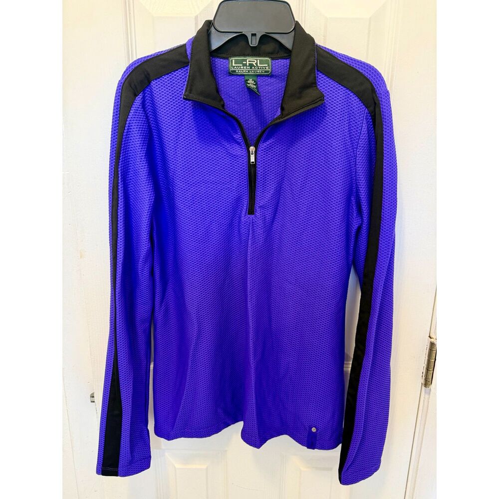Lauren Ralph Lauren Active Waffle Knit Pullover Women's Medium Purple Black